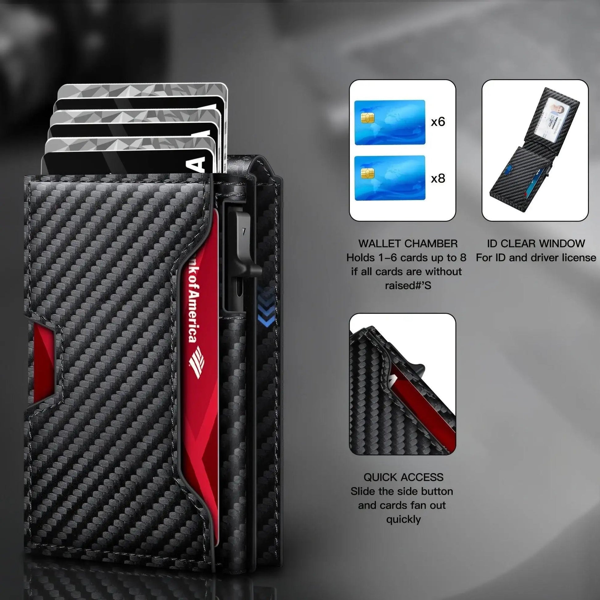 Minimalist Men's Slim Wallet: 9 - 13 Cards, Money Clip, ID Window. RFID - Blocking, Aluminum Bifold Pop - Up by mysite