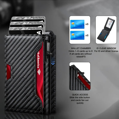 Minimalist Men's Slim Wallet: 9 - 13 Cards, Money Clip, ID Window. RFID - Blocking, Aluminum Bifold Pop - Up by mysite