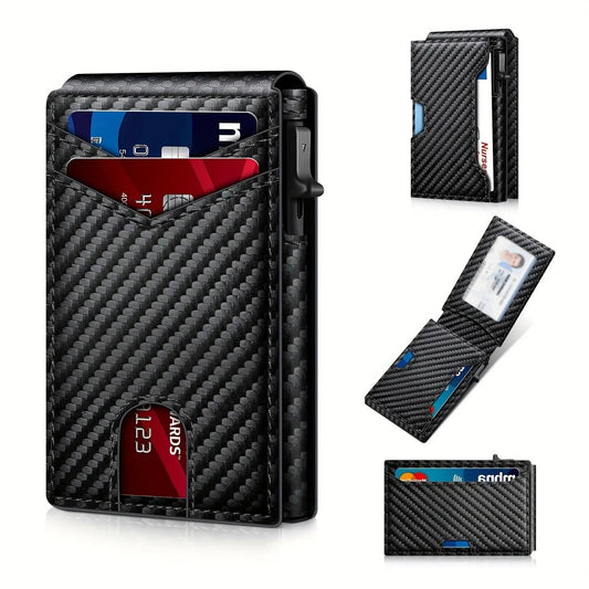Minimalist Men's Slim Wallet: 9 - 13 Cards, Money Clip, ID Window. RFID - Blocking, Aluminum Bifold Pop - Up by mysite