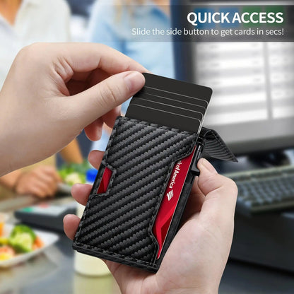 Minimalist Men's Slim Wallet: 9 - 13 Cards, Money Clip, ID Window. RFID - Blocking, Aluminum Bifold Pop - Up by mysite
