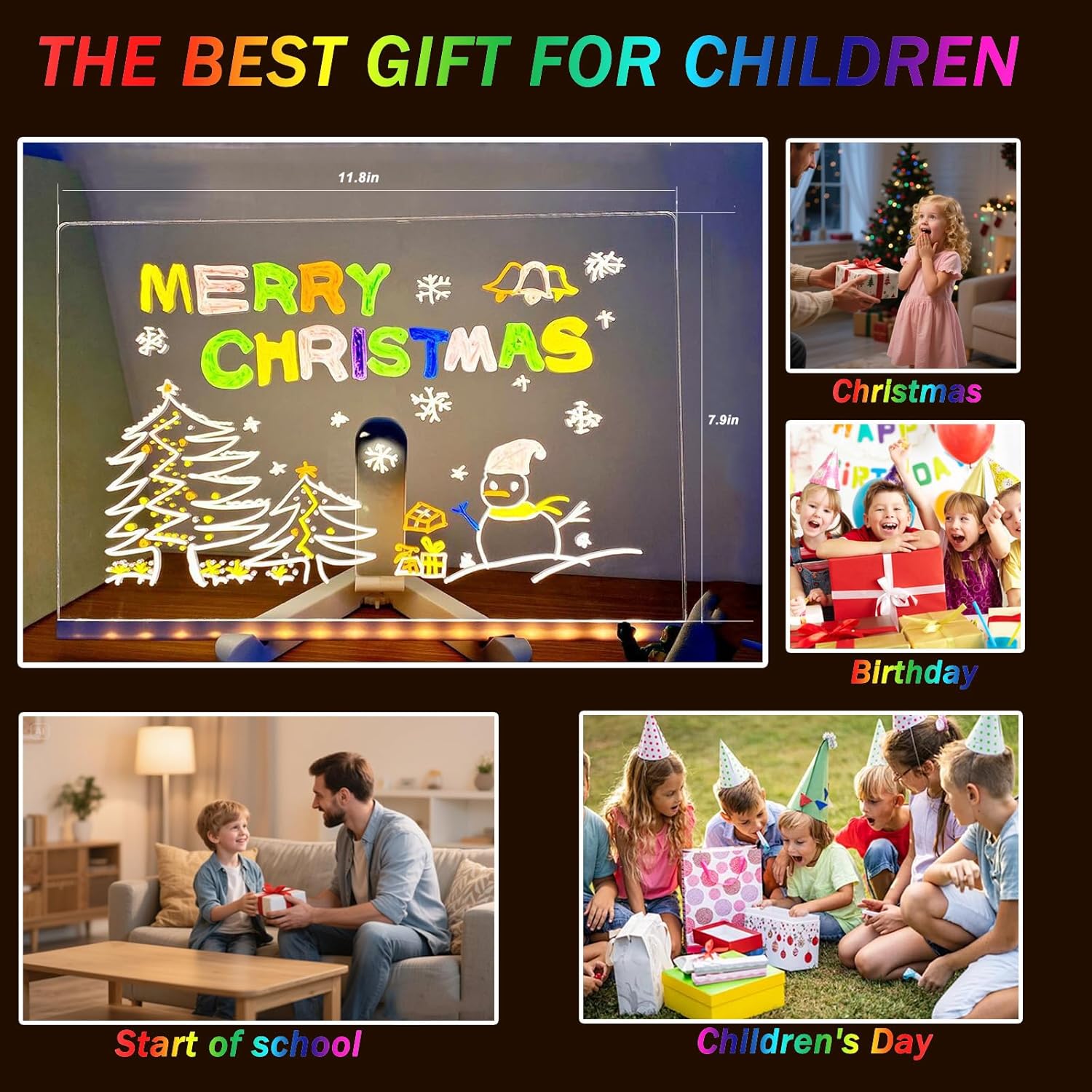 🎅The perfect gift for this Christmas🎁Creative Rewritable Acrylic LED Message Board 🎨 (set come with 7 Pens) by mysite