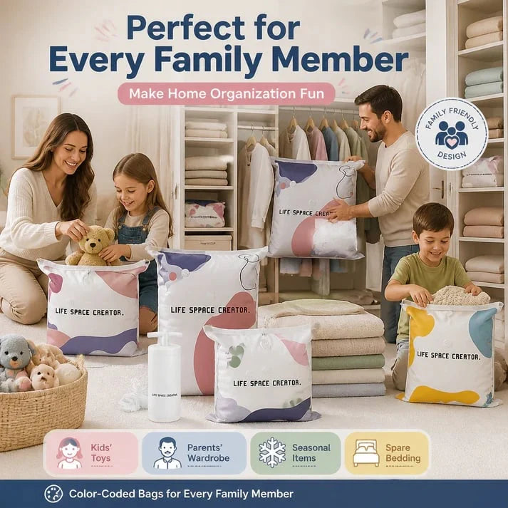 💐 BUY 2 GET 1 FREE!🧳No‐Pump Vacuum Storage Compression Bags – Press & Seal, No Pump Needed. Saves 80% Space, Keeps Clothes Dry & Dust‐Free✨
