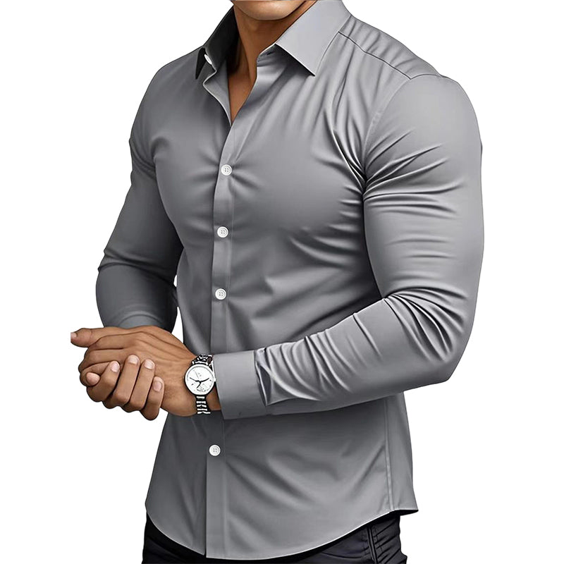 🔥LAST DAY SALE 50% OFF🔥Men's Solid Color Lapel Long Sleeve Button-Down Shirts by mysite