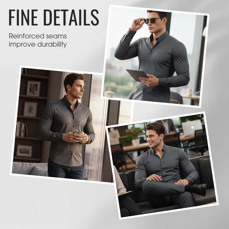 🔥LAST DAY SALE 50% OFF🔥Men's Solid Color Lapel Long Sleeve Button-Down Shirts by mysite