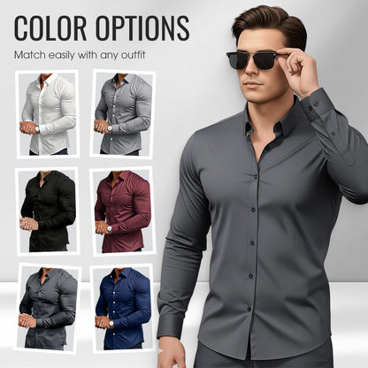 🔥LAST DAY SALE 50% OFF🔥Men's Solid Color Lapel Long Sleeve Button-Down Shirts by mysite