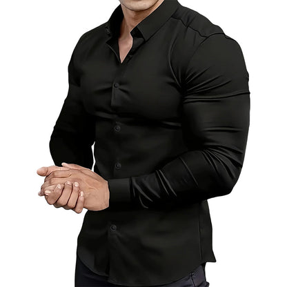 🔥LAST DAY SALE 50% OFF🔥Men's Solid Color Lapel Long Sleeve Button-Down Shirts by mysite